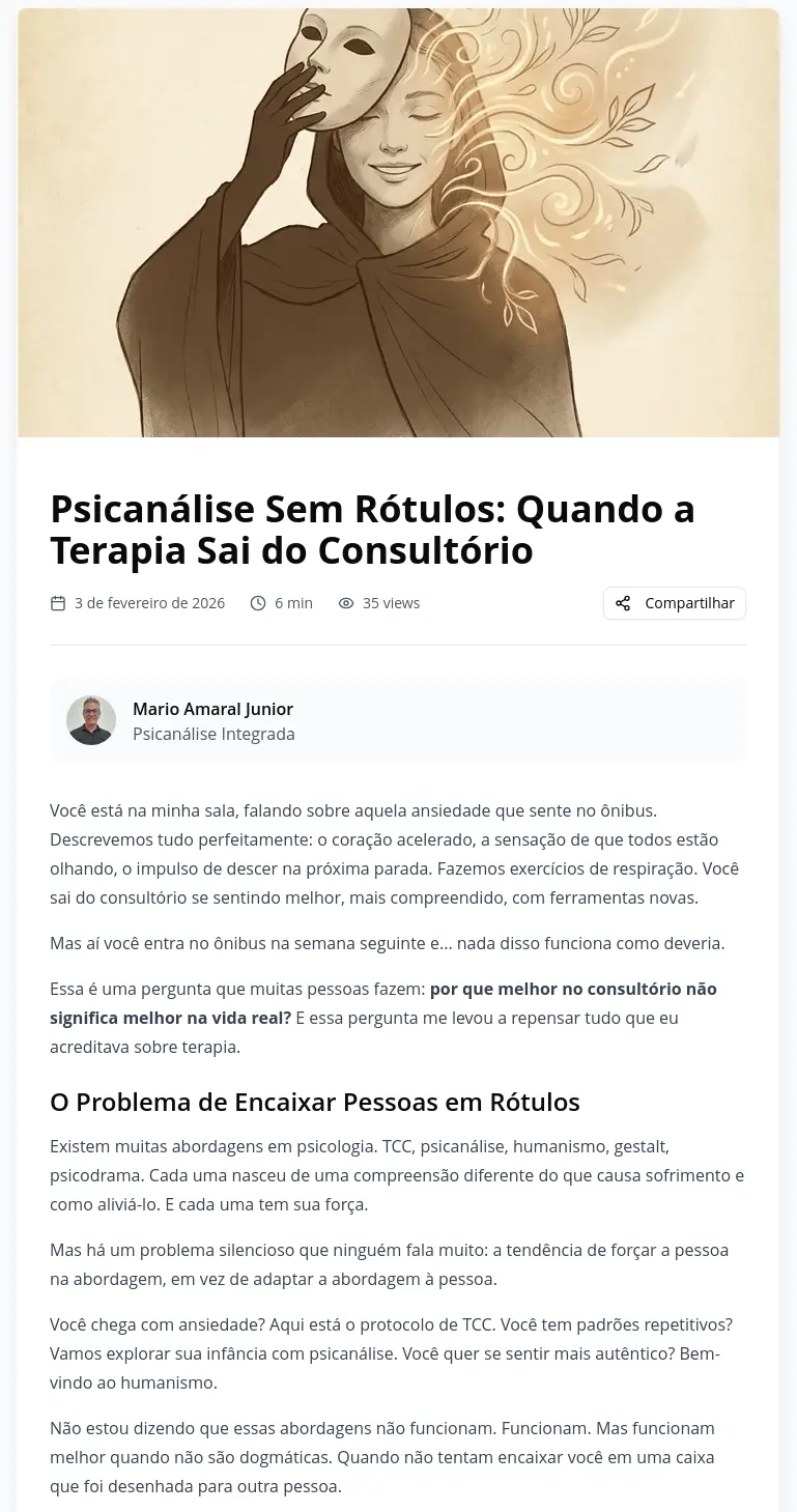 Prévia do artigo: Psicanálise Sem Rótulos